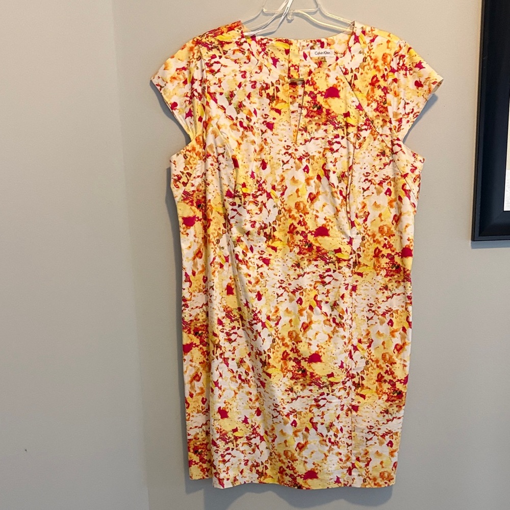 Calvin Klein Vibrant Yellow and Red Mini Dress